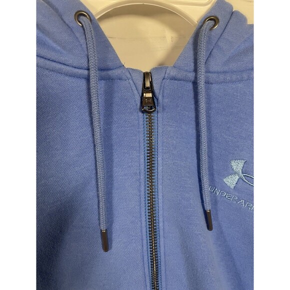Under Armour Women’s Cropped Full Zip Hoodie Blue Size S Loose Fit - Picture 3 of 5